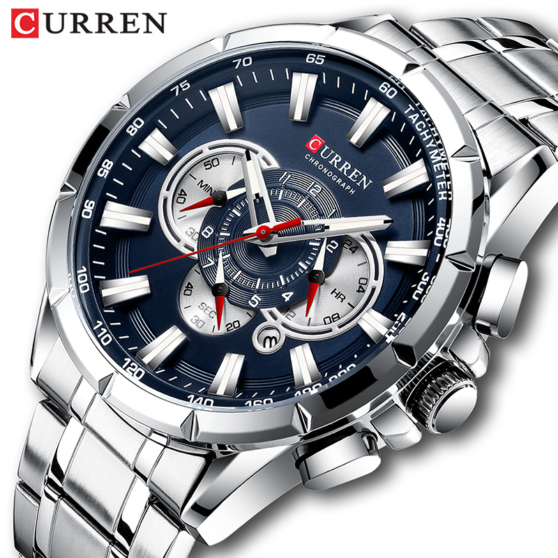 Luxury Watch Mockup - CURREN 손목 시계 남자 방수 크로노