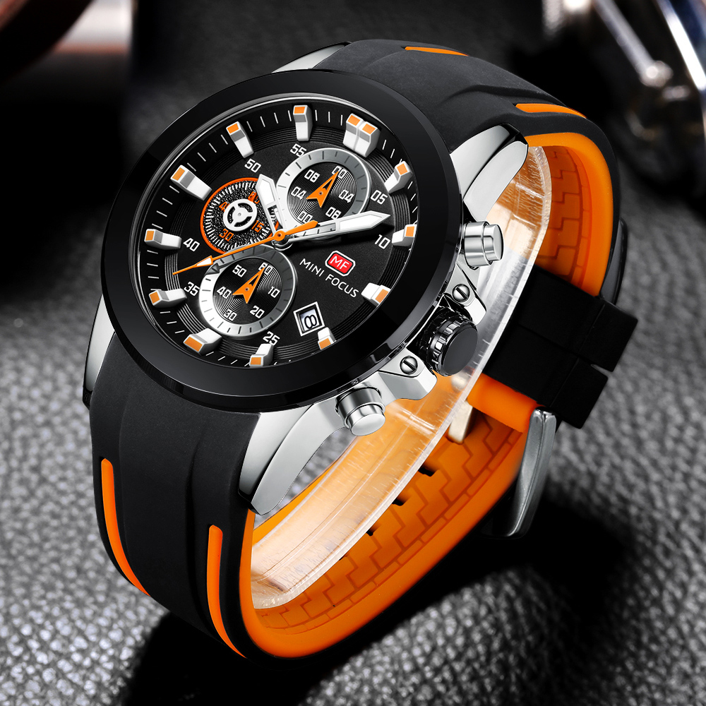 Luxury Watch Mockup - MINI FOCUS 남성용 방수 스포츠 손목