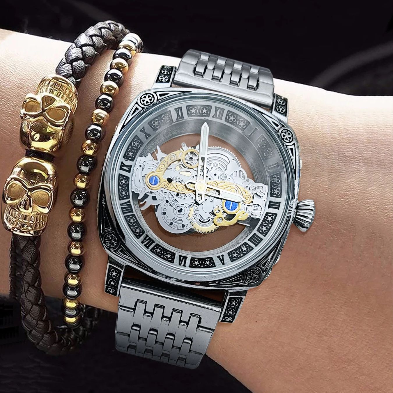 Luxury Watch Values - 남성용 시계, 사각형 고급 비즈니스 쿼츠