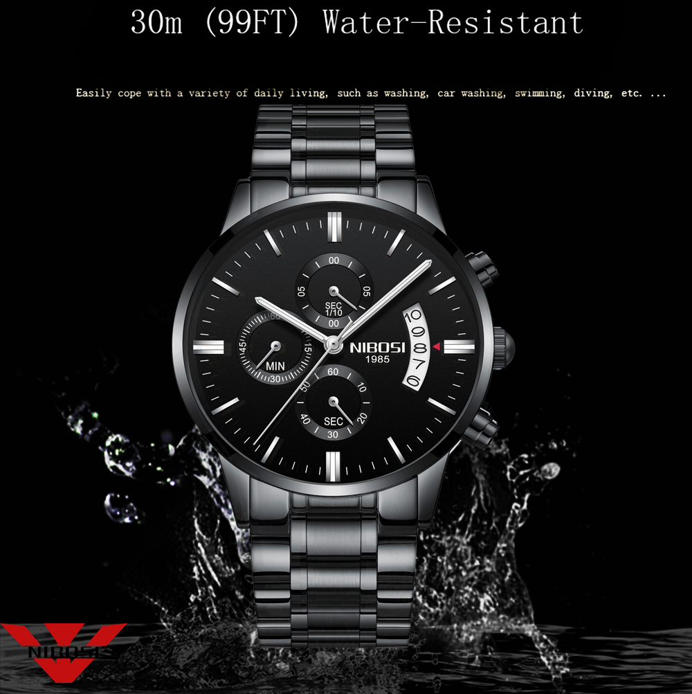 NIBOSI 스테인레스 스틸 블랙 쿼츠 시계 남성 시계 - Luxury Watch Mockup 리뷰 및 가격