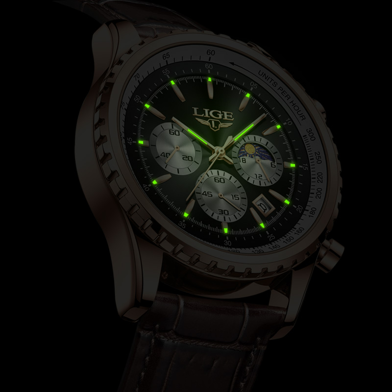 새로운 패션 남성 시계 LIGE 최고 브랜드 고급 가죽 - Compass Watch Luxury 리뷰 및 가격