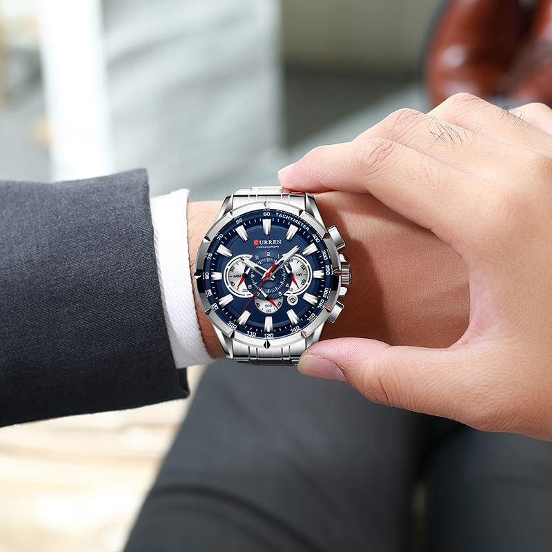 CURREN 손목 시계 남자 방수 크로노 그래프 군사  - Luxury Watch Mockup 리뷰 및 가격