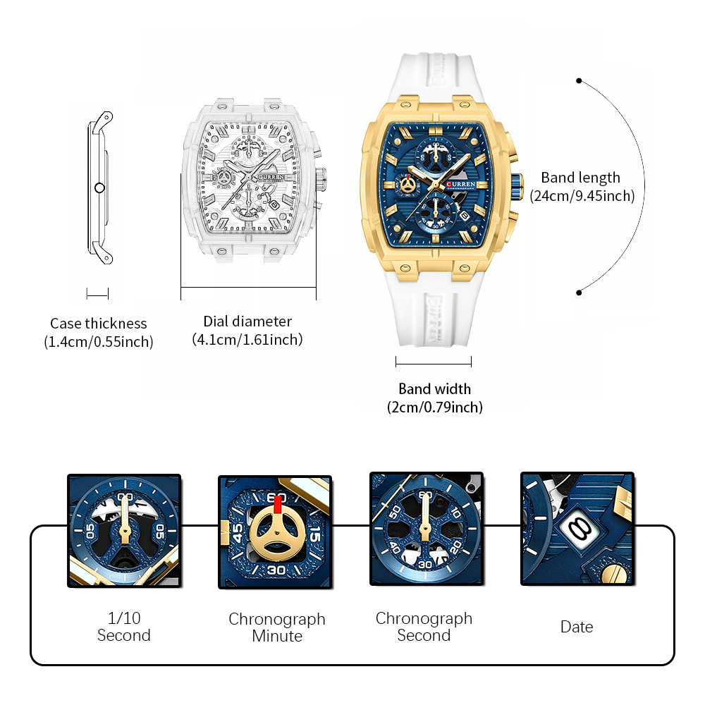 CURREN 남성용 럭셔리 빈티지 시계, 실리콘 스트랩 - Luxury Watch For Men 리뷰 및 가격