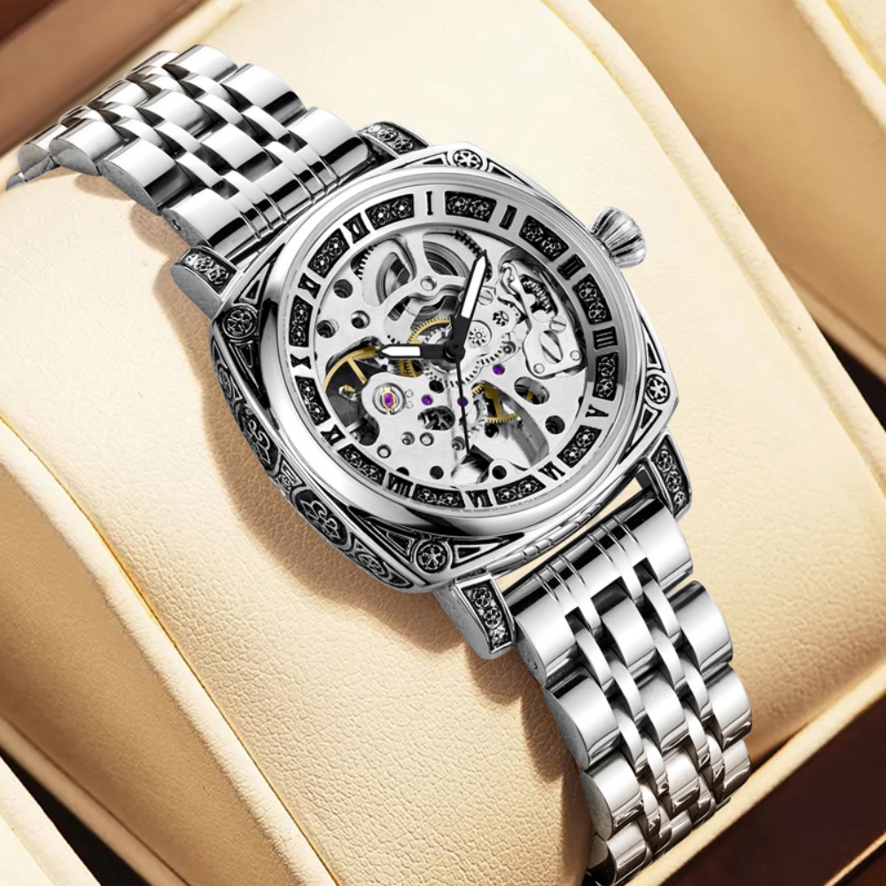 맞춤형 여성용 속이 빈 기계식 시계, 빈티지 각인 라이 - Luxury Watch Values 리뷰 및 가격