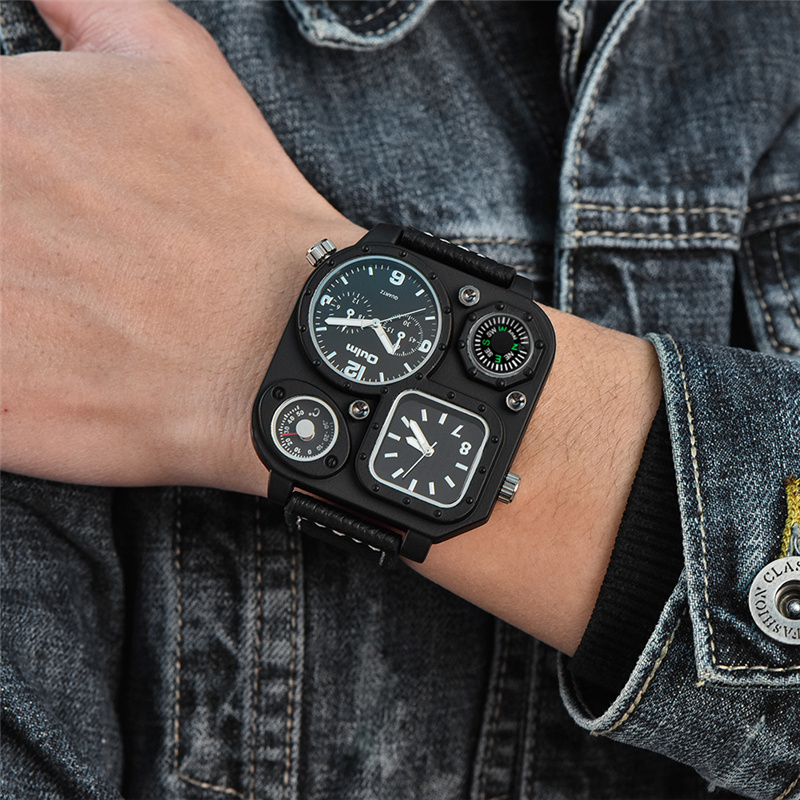 Oulm 클래식 블랙 캐주얼 시계 남성 스포츠 쿼츠 시 - Compass Watch Luxury 리뷰 및 가격