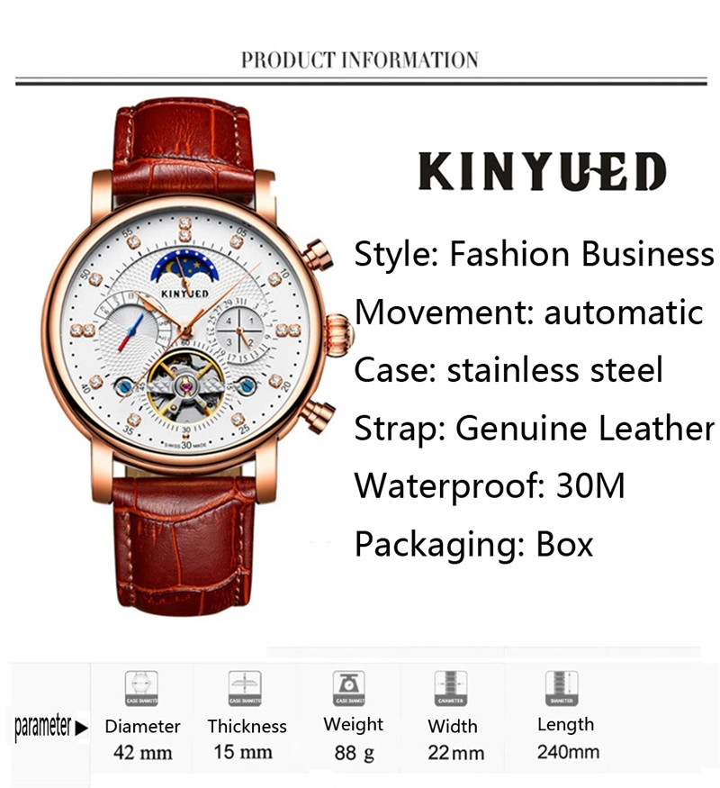 럭셔리 브랜드 KINYUED 자동 기계식 남성 시계 방 - Automatic Pilot Watch 리뷰 및 가격
