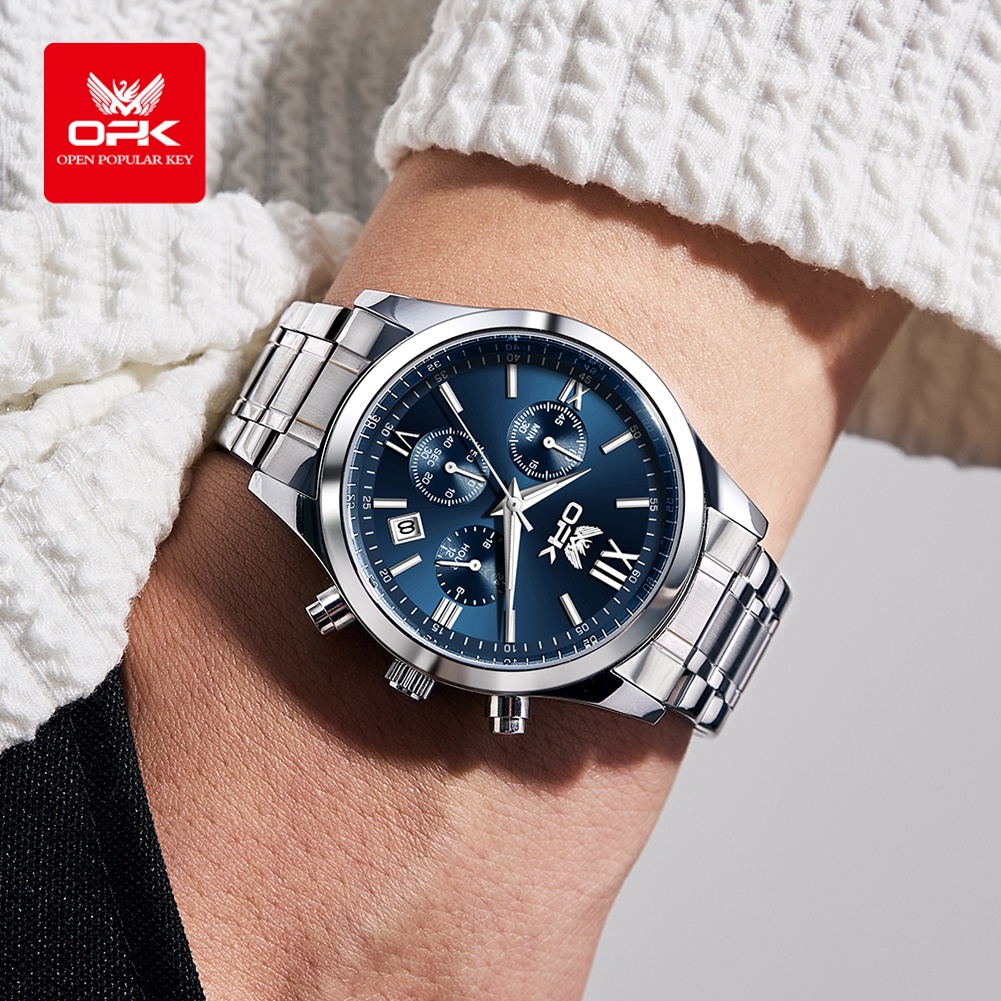 OPK 6052 남성용 시계 자동 날짜 스테인리스 밴드 - Luxury Watch For Men 리뷰 및 가격
