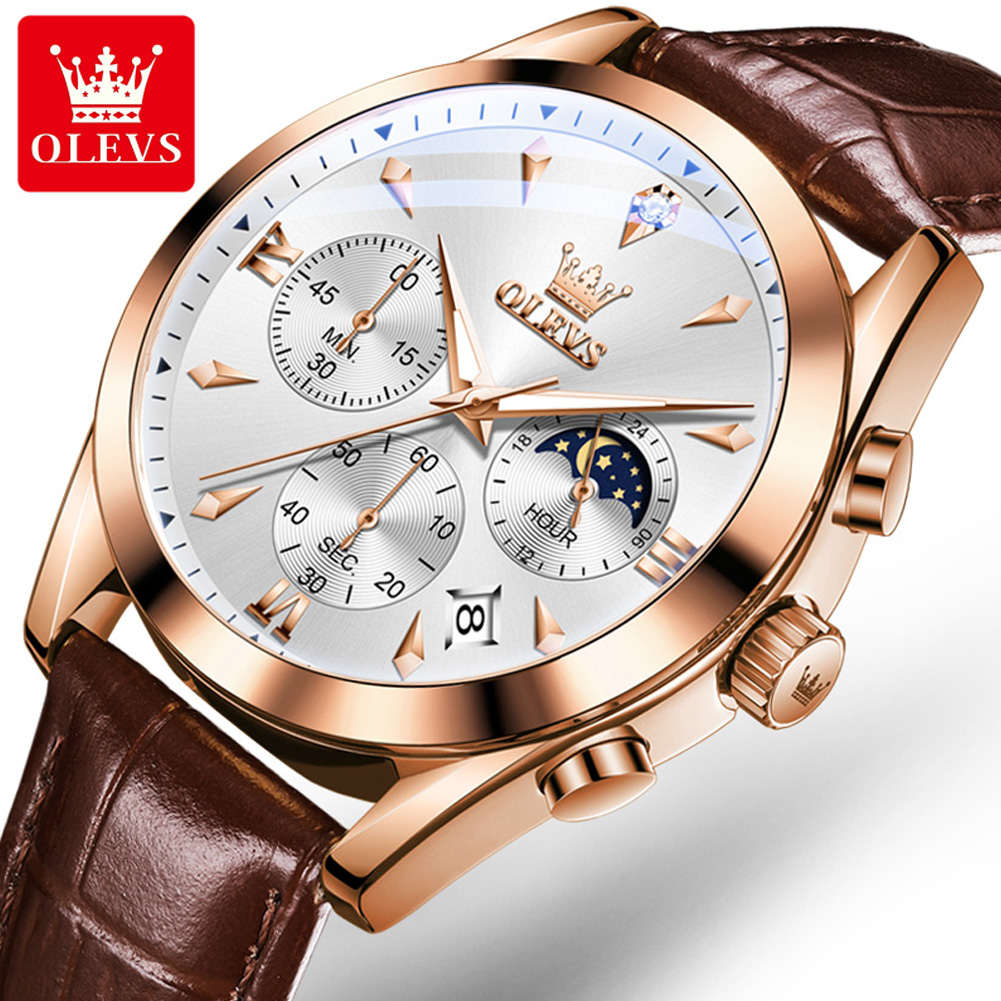 OLEVS 남성용 가죽 쿼츠 시계, 방수 야광 달력,  - Luxury Watch Mockup 리뷰 및 가격
