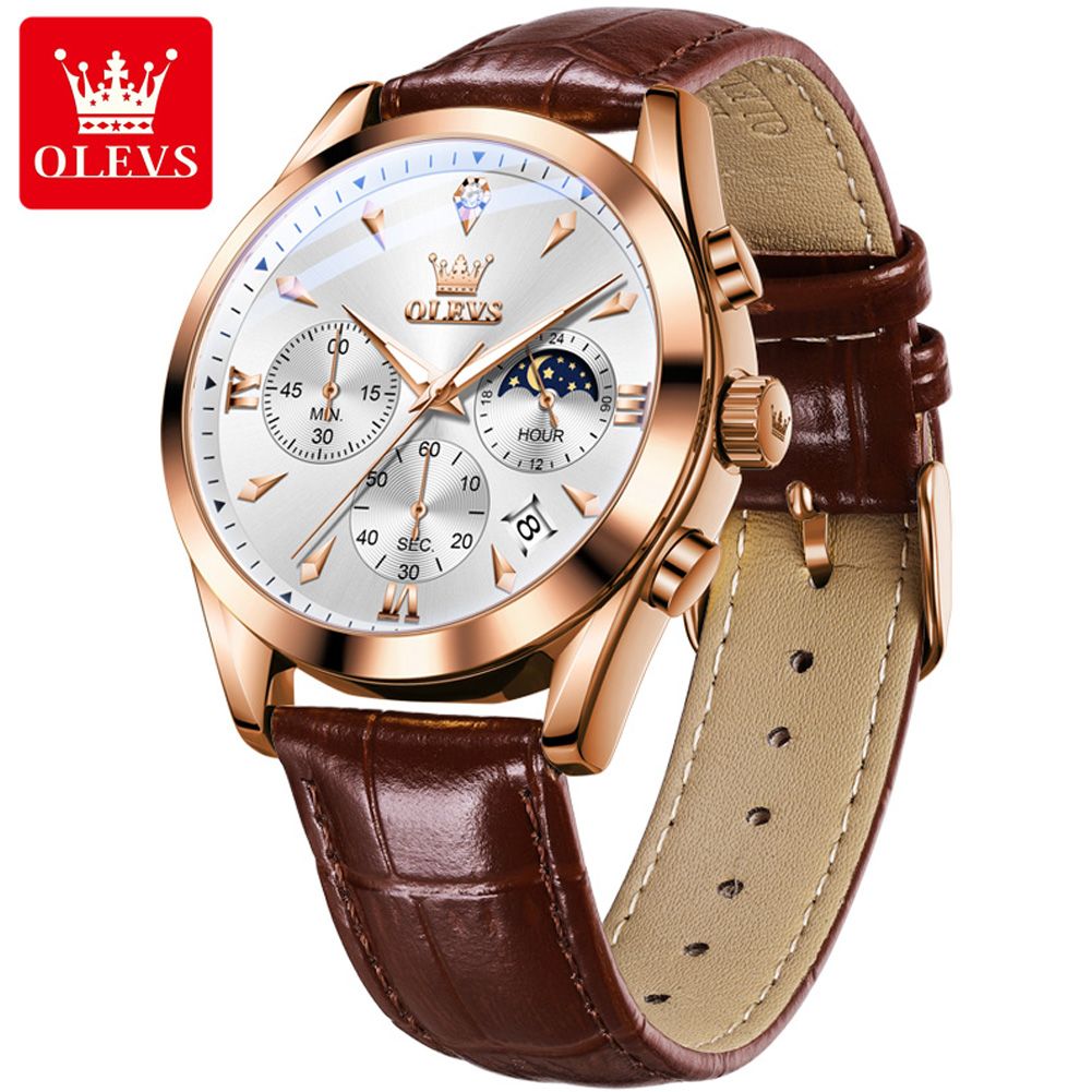 OLEVS 남성용 가죽 쿼츠 시계, 방수 야광 달력,  - Luxury Watch Mockup 리뷰 및 가격
