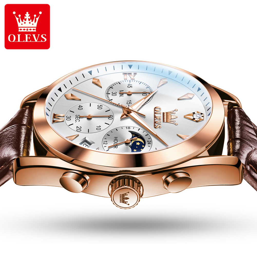 OLEVS 남성용 가죽 쿼츠 시계, 방수 야광 달력,  - Luxury Watch Mockup 리뷰 및 가격